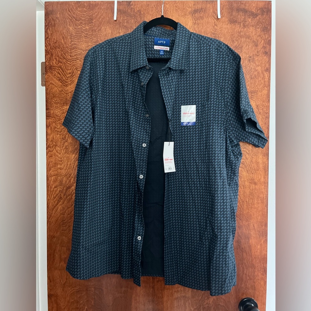 NWT XXL Apt. 9 Men's Dark Blue Patterned Shirt